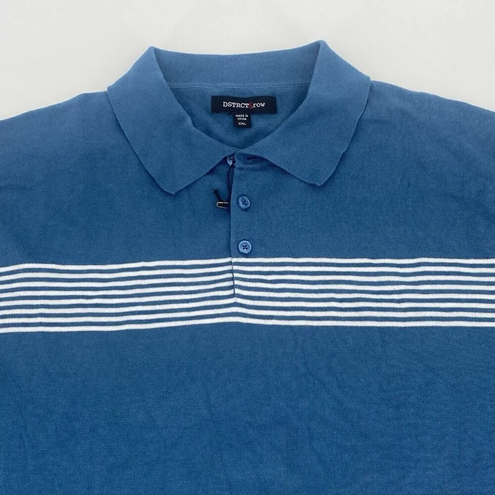DSTRCT&ROW Mens Size XXL Sweater Collared Blue Stripe Pullover Stitchfix